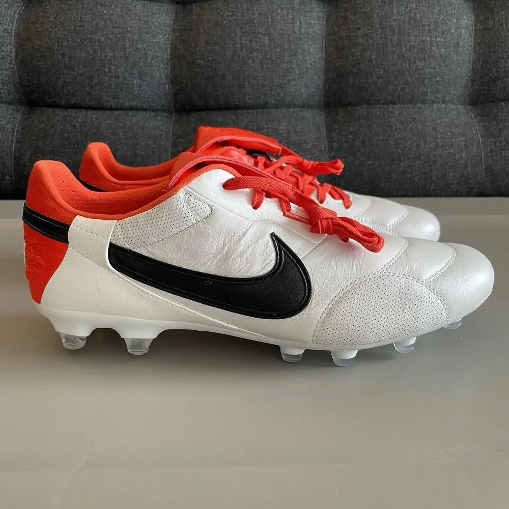 NIKE PREMIER III FG White Orange Black SOCCER Cleats HM0265-800 Men's Size 10.5